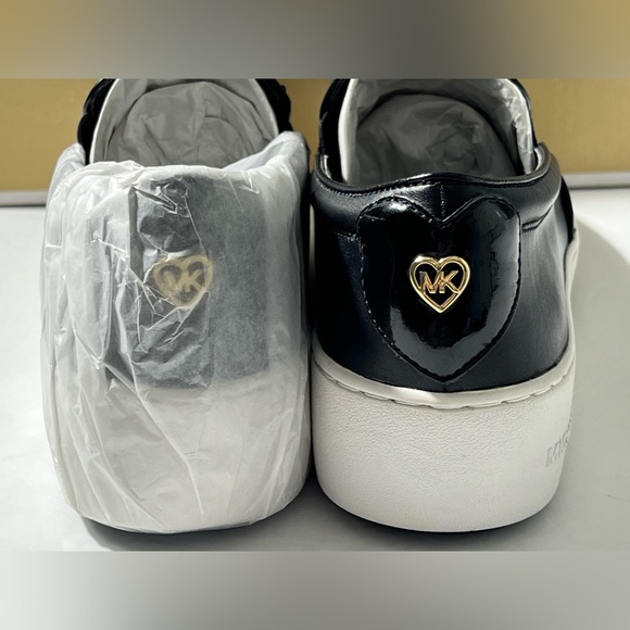 Michael Kors Trent LOVE leather slip on wedge loafer sneaker black size 9.5 - Picture 6 of 12